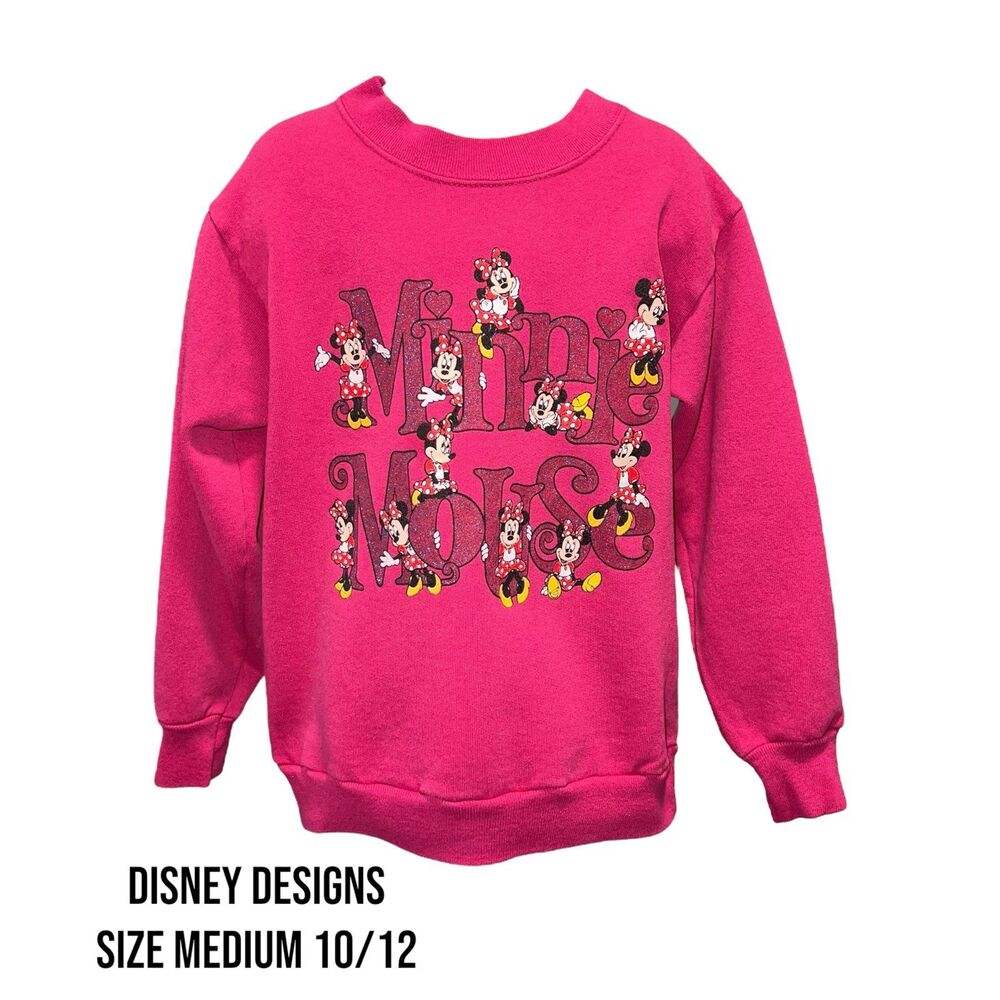 Disney Designs Minnie Mouse Pull Over Pink Sweater Girl’s Size Medium